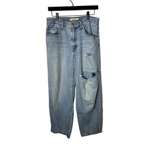 Levi's Baggy Dad Distressed Light Wash Jeans Vintage Inspired W28 L30